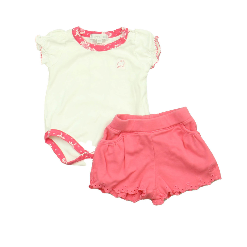 Baby Cottons Girls White | Pink Apparel Sets size: Newborn